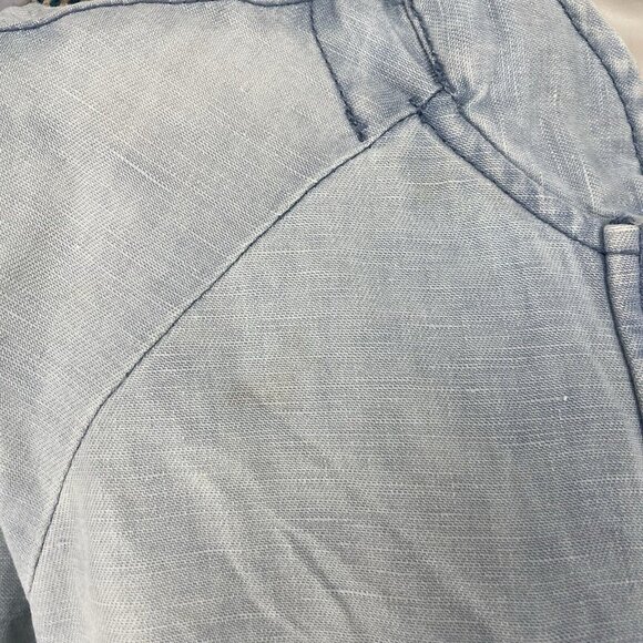 Free People Blue Linen Cotton Embroidered Stud Sleeve Light Jacket XS *stained - Picture 6 of 16
